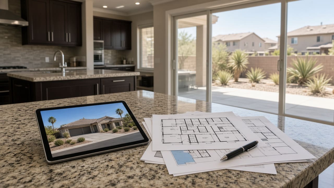 Kitchen island with market analysis documents for a Providence home valuation
