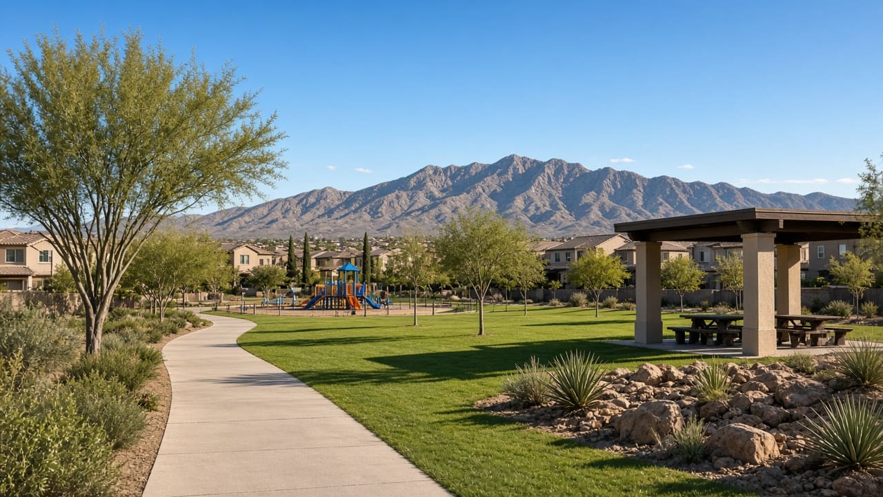 Community park and walking path in Providence Las Vegas