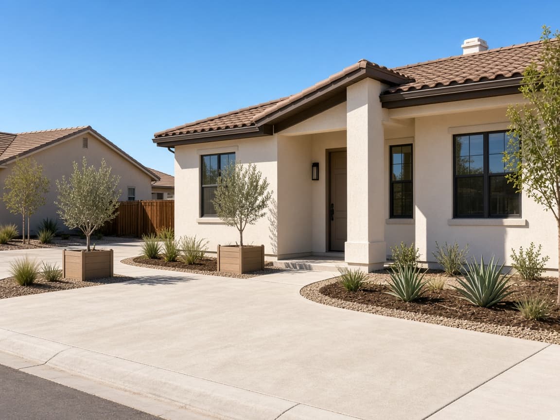 Newly finished model home exterior in a Providence Las Vegas subdivision