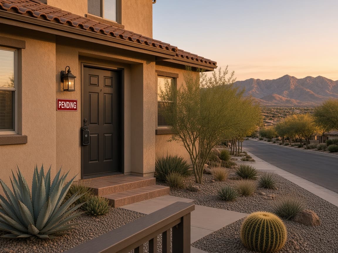 Front door lockbox on a Providence Las Vegas home pending sale